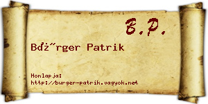 Bürger Patrik névjegykártya
