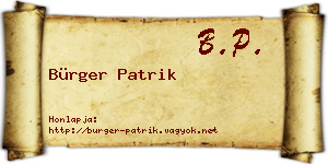 Bürger Patrik névjegykártya
