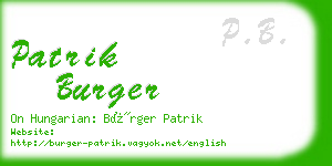 patrik burger business card